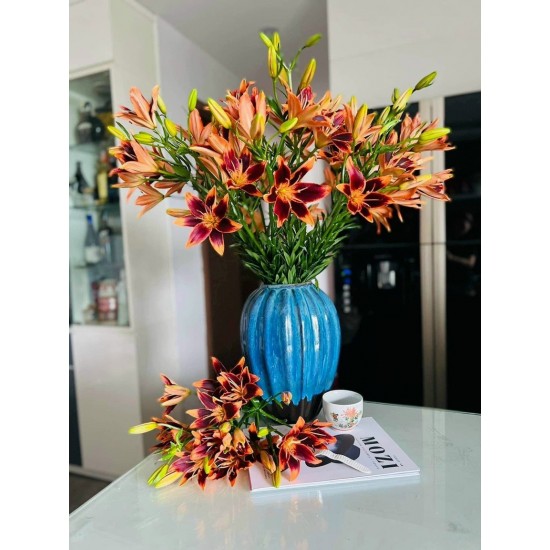 Bình hoa dáng xoài khía men hỏa biến LH16